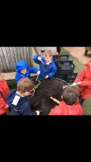 Reception are enjoying creating in the mud kitchen. 🧑‍🍳